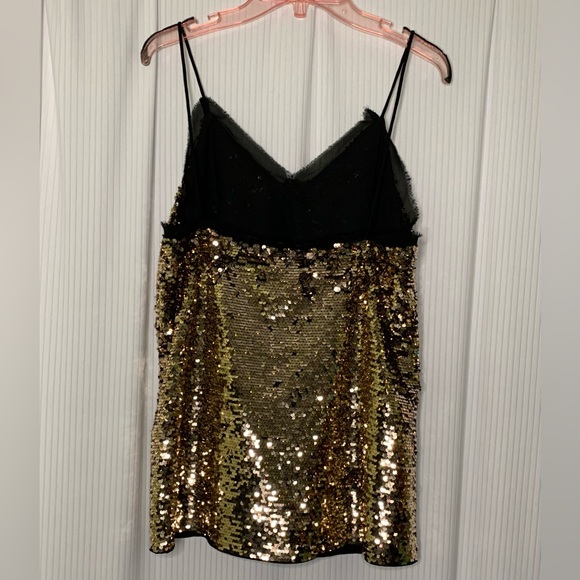 H&M Gold Sequin Camisole Top Lined Size 8 - Picture 2 of 7